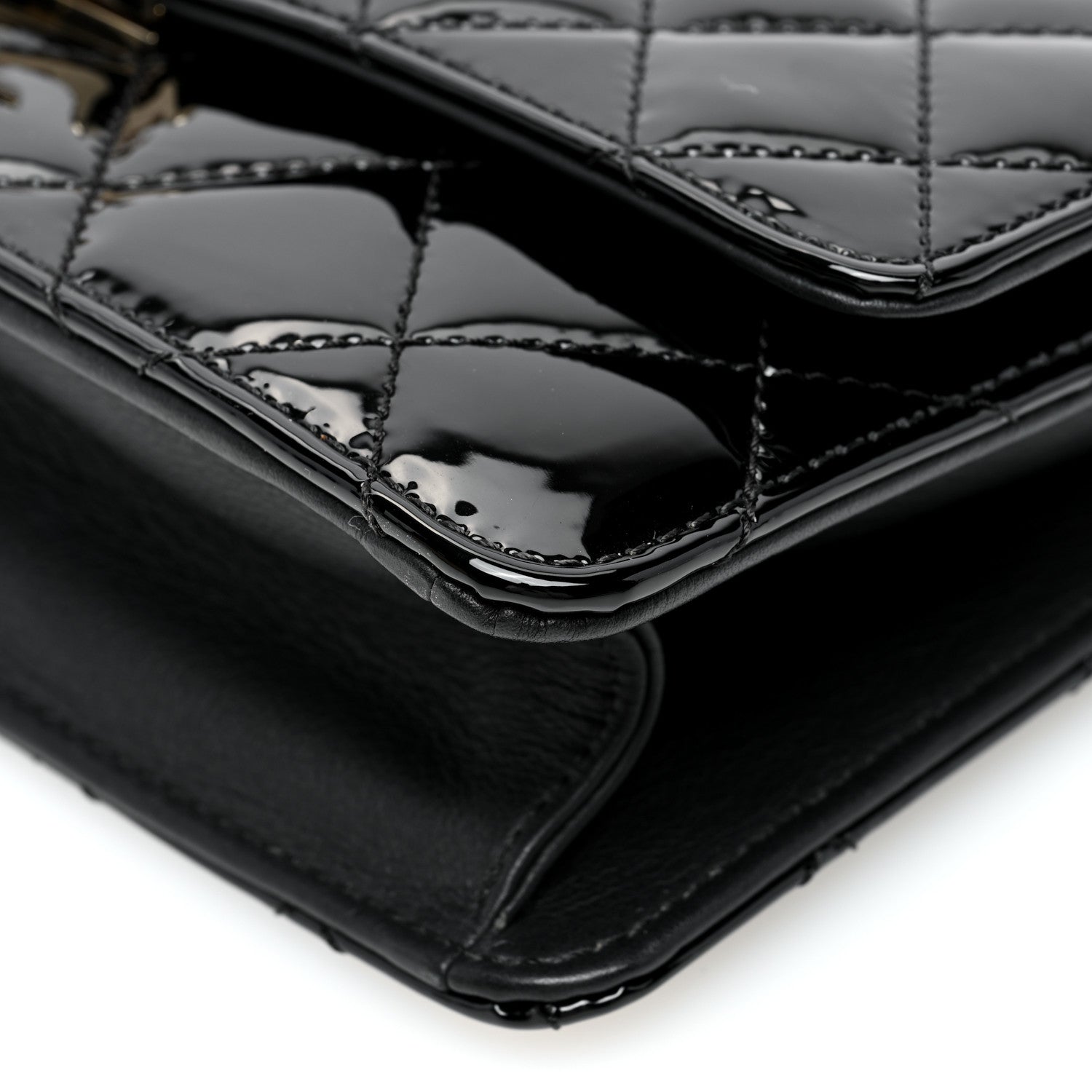 Chanel Patent Quilted Golden Class Wallet on Chain WOC Black 9 of 10