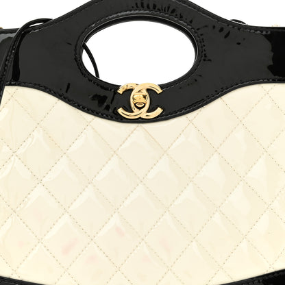 Chanel Patent Calfskin Quilted Mini 31 Shopping Bag White Black 8 of 13