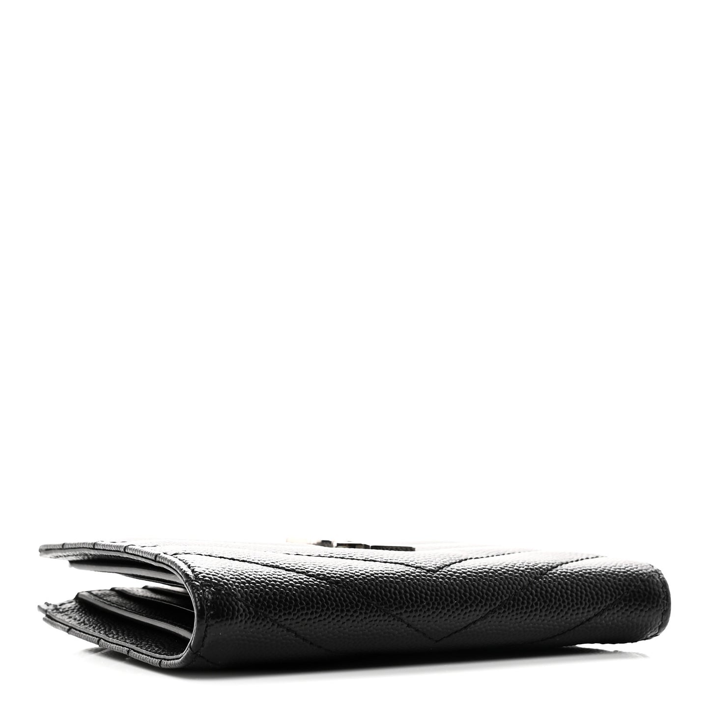 Grain De Poudre Matelasse Chevron Monogram Zipped Two-Part Wallet Black