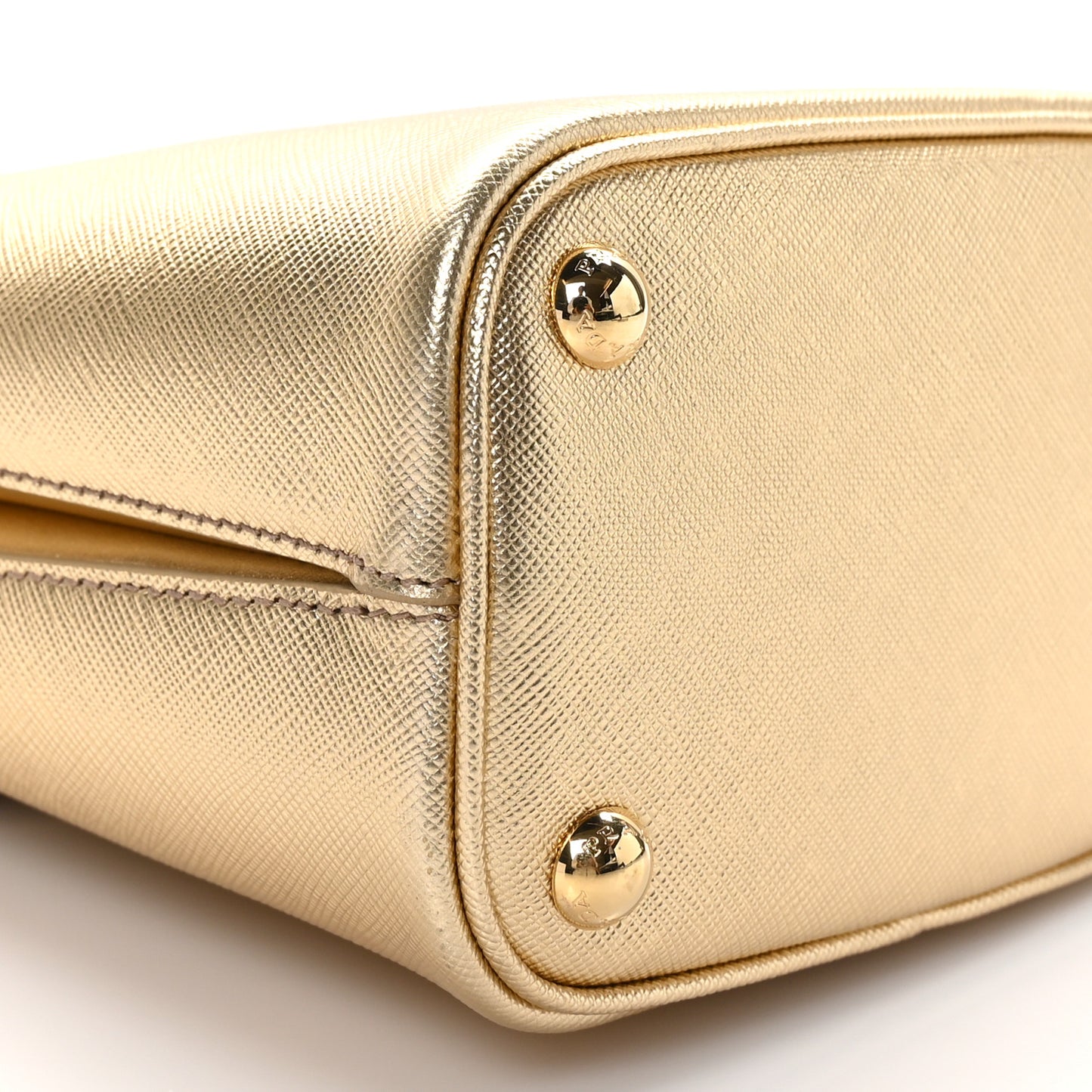 Metallic Saffiano Small Panier Bucket Bag Platino