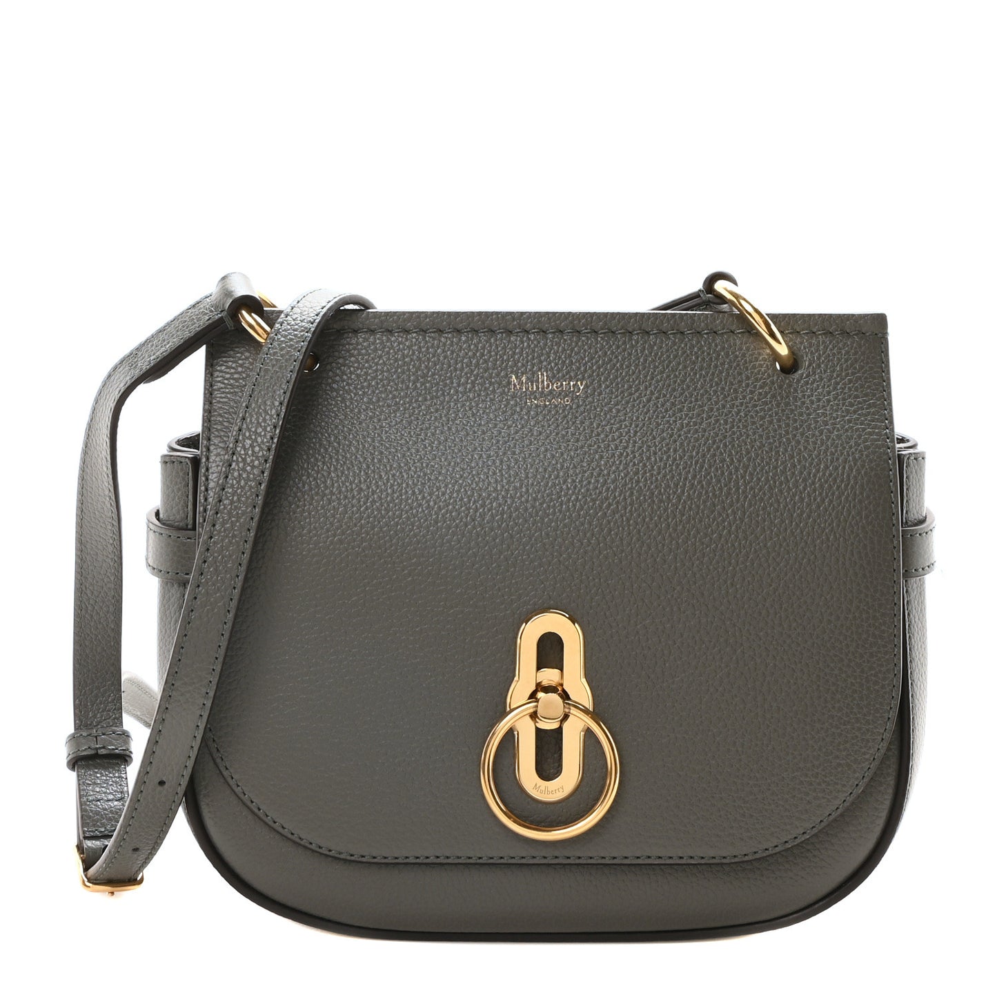 Small Classic Grain Calfskin Small Amberley Satchel Charcoal