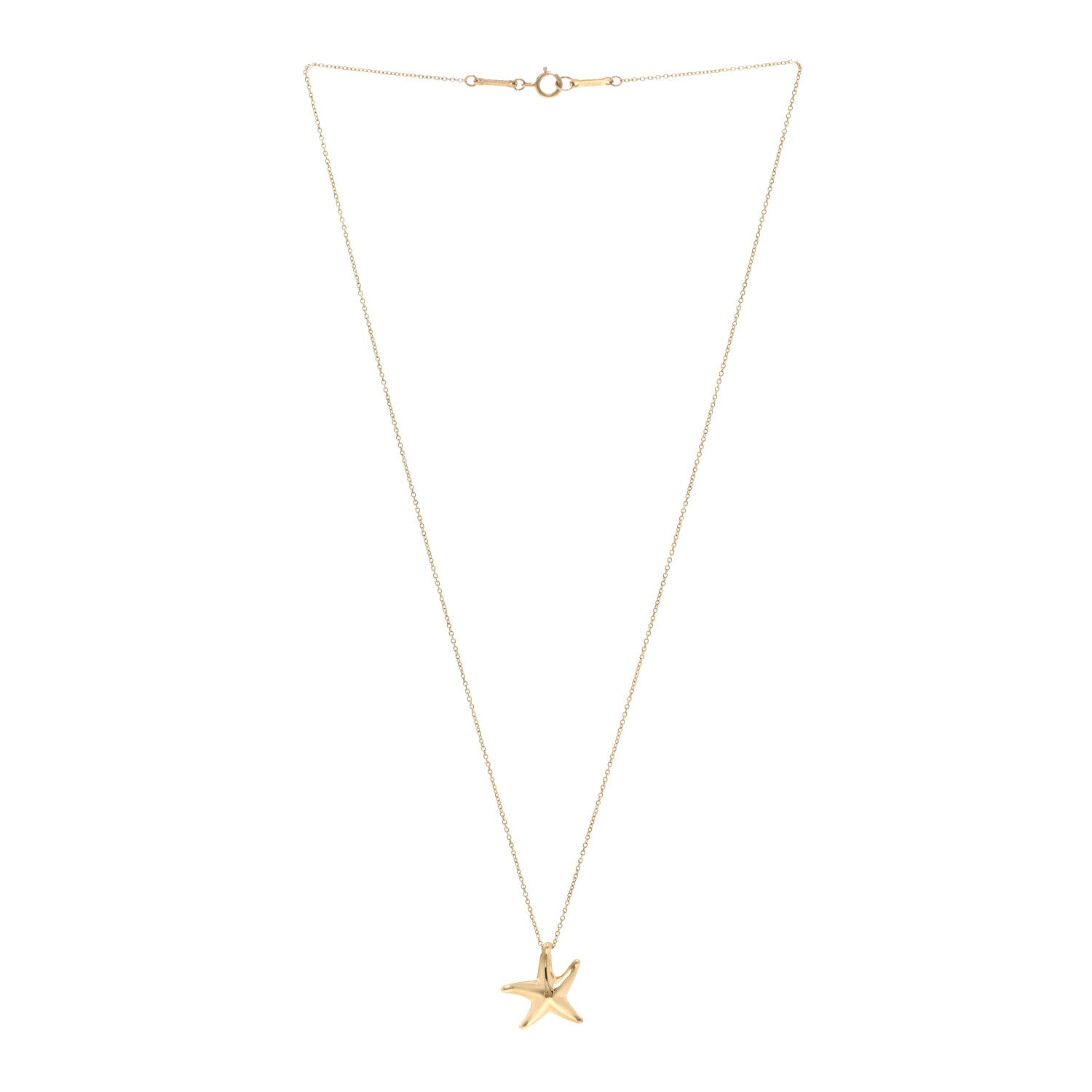 Tiffany 18K Yellow Gold 15mm Elsa Peretti Starfish Pendant Necklace 3 of 4