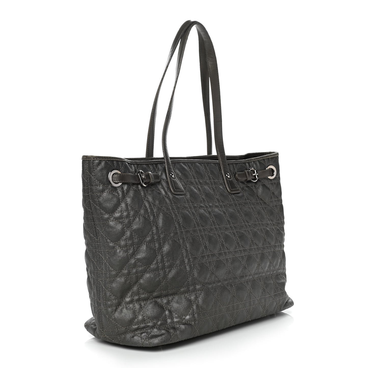 Coated Canvas Cannage Medium Panarea Tote Grey
