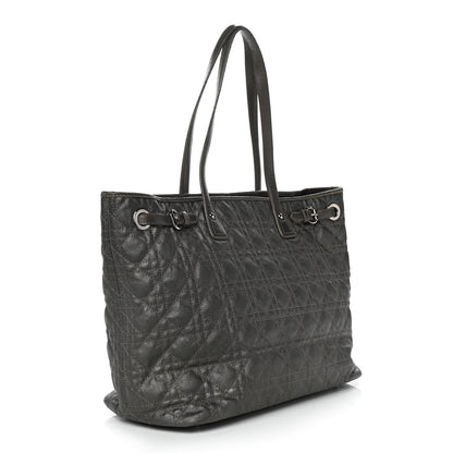 Christian Dior Coated Canvas Cannage Medium Panarea Tote Grey 2 of 17