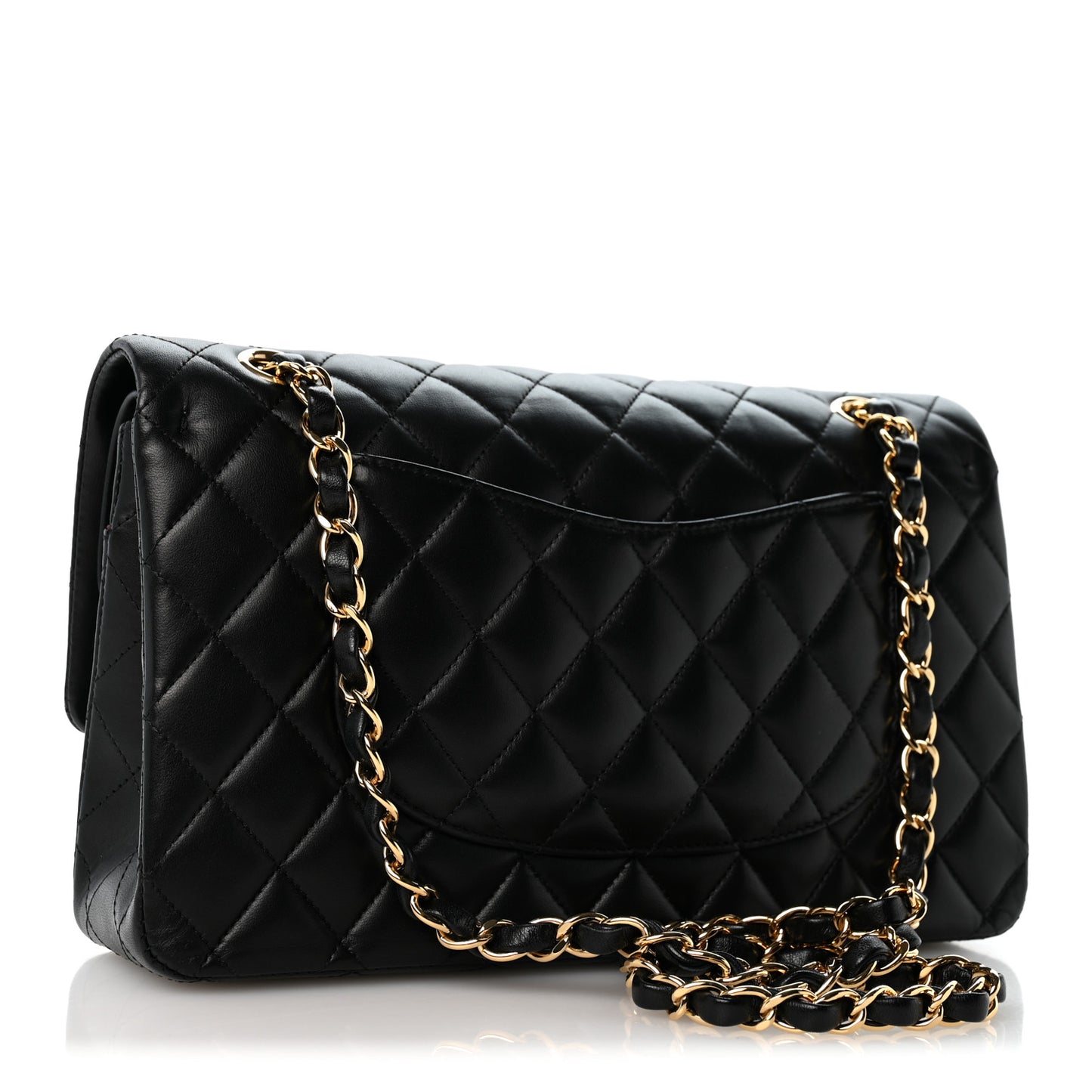 Lambskin Quilted Medium Double Flap Black
