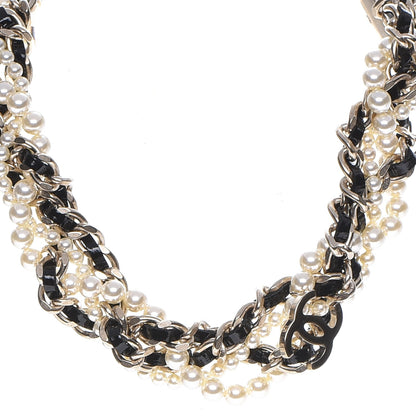 Chanel Pearl CC Chain Choker Necklace Black Gold 1 of 6