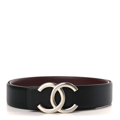 Chanel Calfskin CC Reversible Belt 90/36 Black Burgundy 1 of 5
