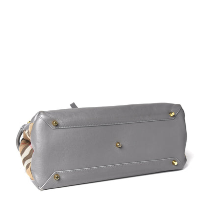 Burberry Smooth Calfskin Medium Banner Tote Grey 3 of 10
