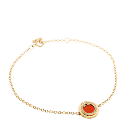 Tiffany 18K Yellow Gold Diamond Carnelian T Circle Bracelet 1 of 4