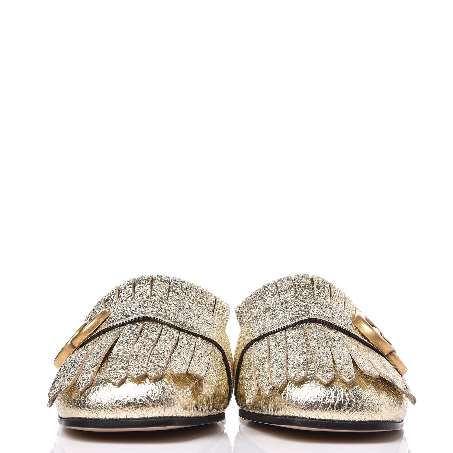 Gucci Galassia Womens GG Marmont Fringe Slippers 37 Platino 2 of 8