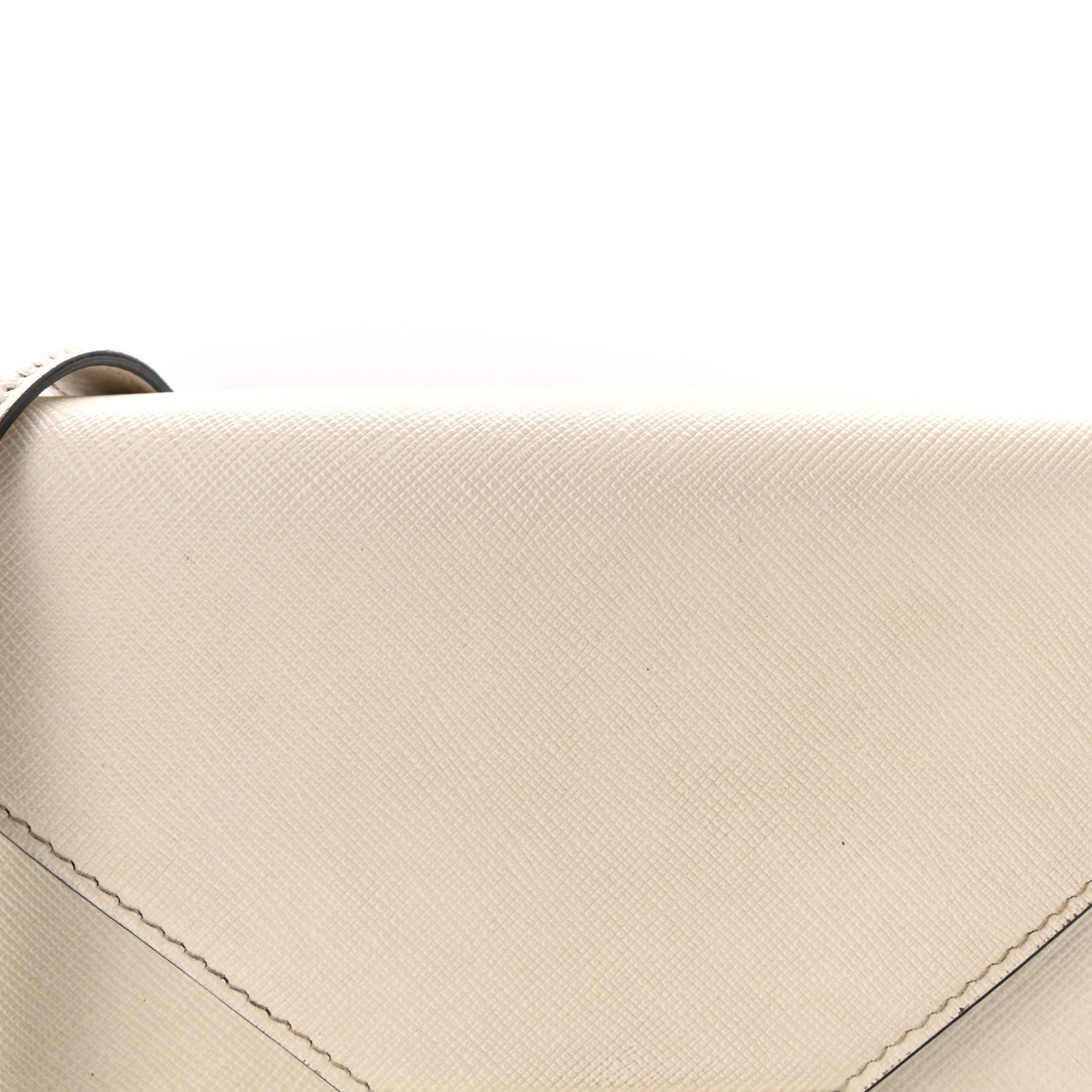 Prada Saffiano Lux Metal Triangle Logo Mini Envelope Chain Shoulder Bag White 7 of 9