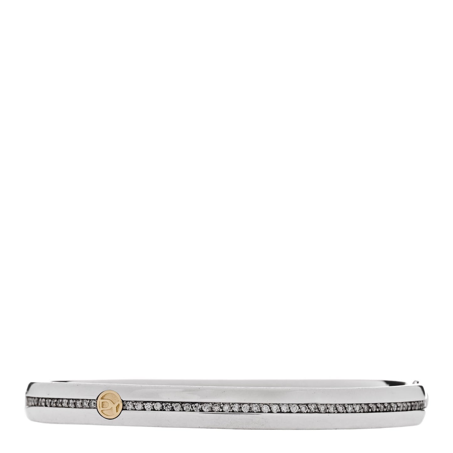 Sterling Silver 18K Yellow Gold Diamond Streamline Bangle Bracelet