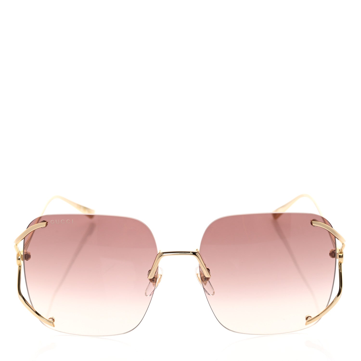 Gucci Metal Oversized Sunglasses GG0646S Gold Brown 2 of 9