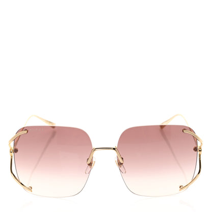 Gucci Metal Oversized Sunglasses GG0646S Gold Brown 2 of 9
