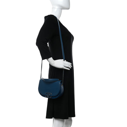 Chanel Shiny Calfskin Goatskin Quilted Small Coco Curve Messenger Flap Navy 2 of 10