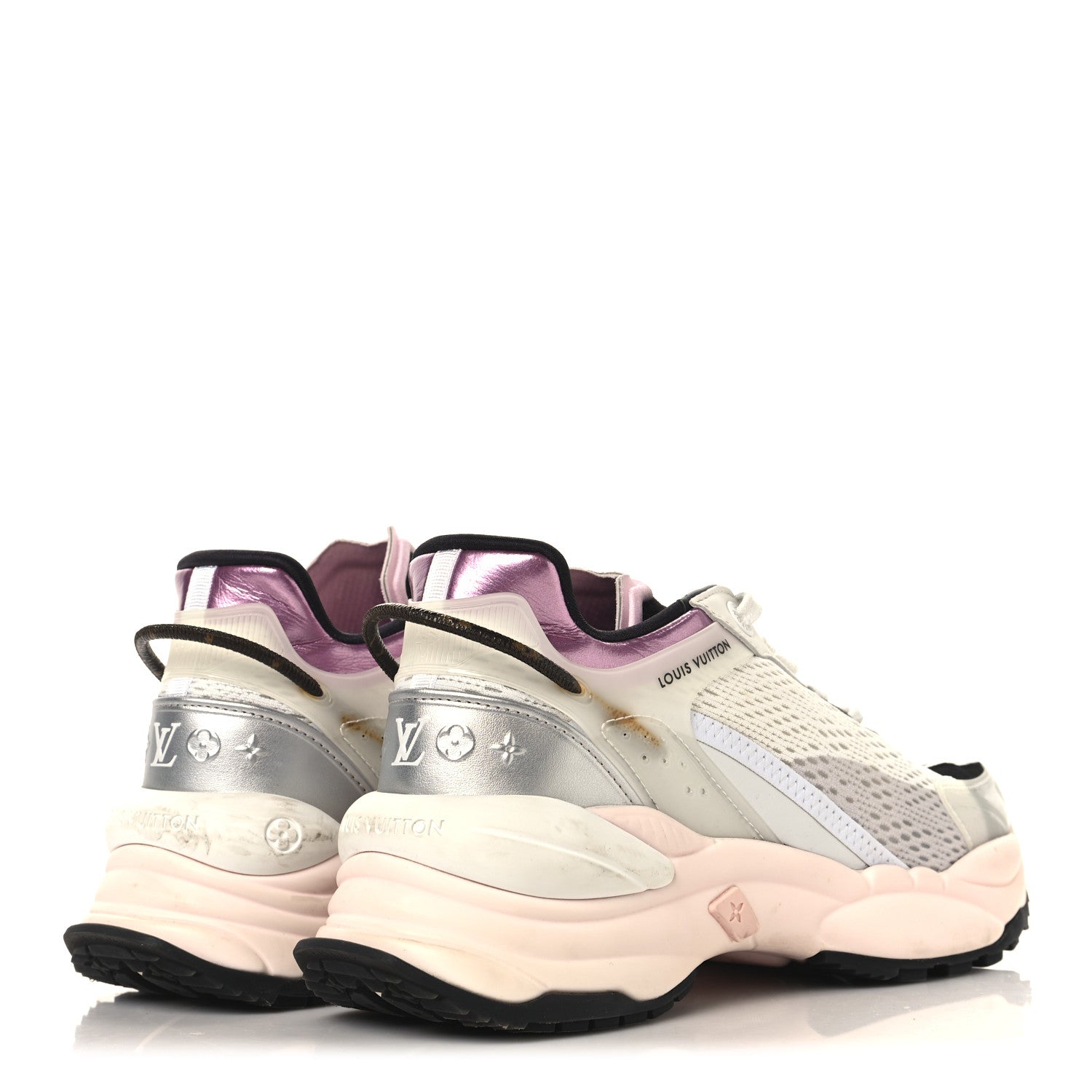 Louis Vuitton Mix Materials Suede Calfskin Run 55 Sneakers 39 Pink 5 of 9