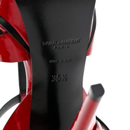 Saint Laurent Patent Calfskin Tribute 105 Platform Sandals 35.5 Hot Red 6 of 8