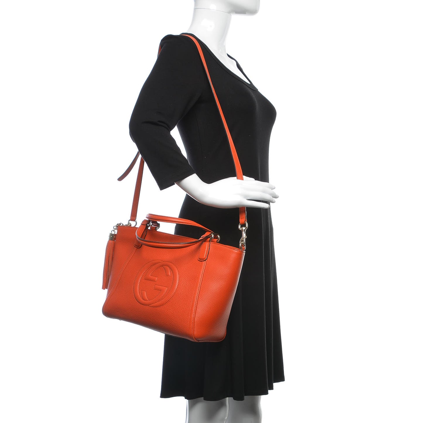 Pebbled Calfskin Small Soho Top Handle Bag Sun Orange