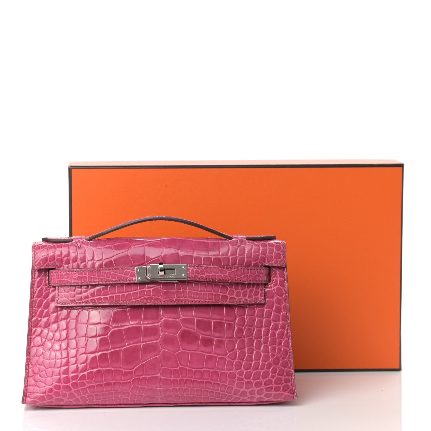 Hermes Shiny Alligator Kelly Pochette Fuchsia 26 of 26