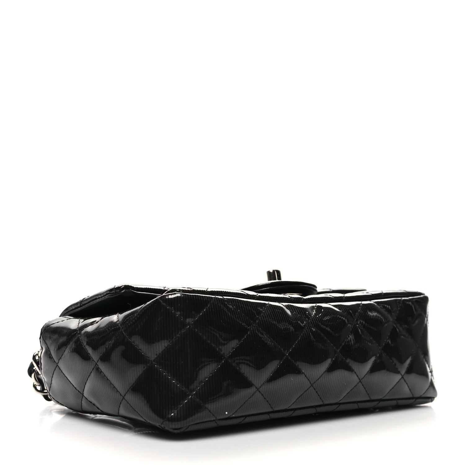 Chanel Striated Patent Quilted Mini Rectangular Flap Black 4 of 10