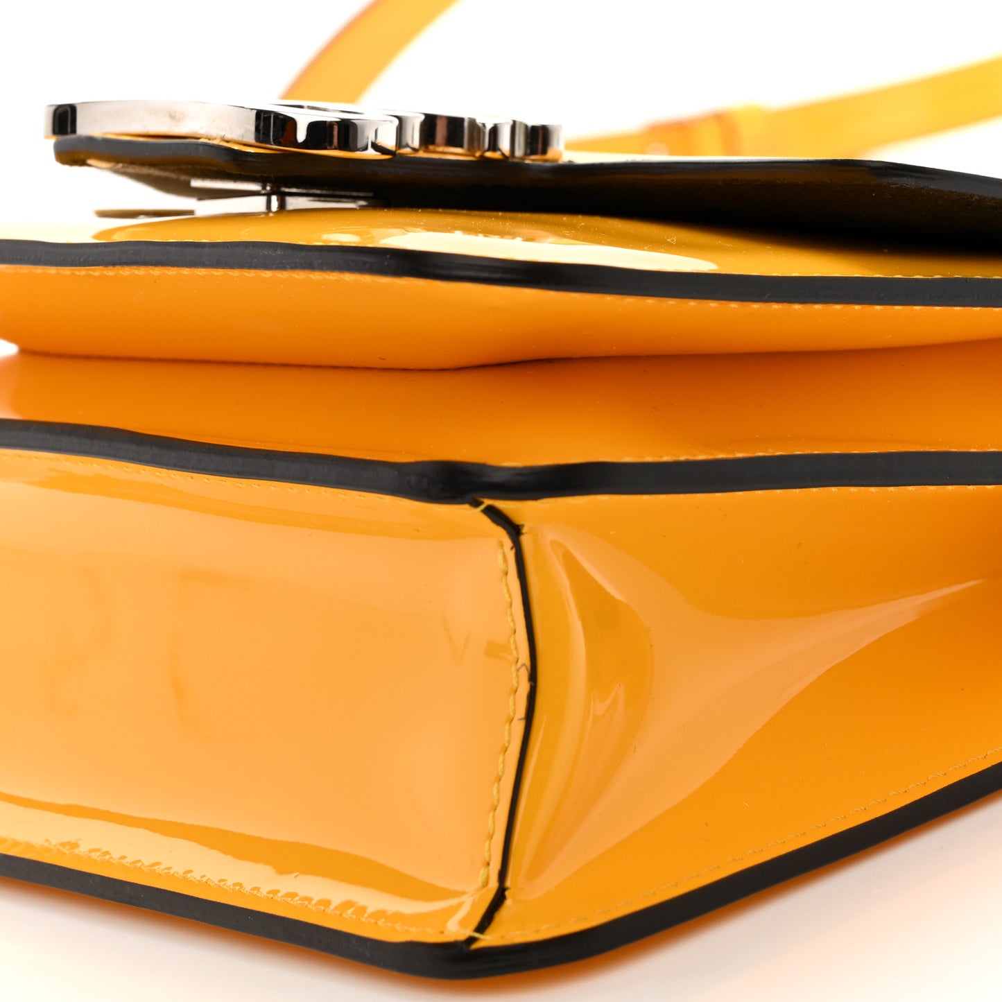Vitello Vernice Mou Karligraphy Crossbody Bag Giallo