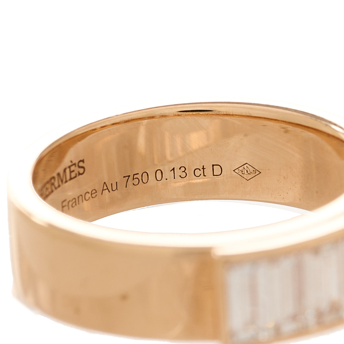 18K Rose Gold Diamond PM Kellymorphose Baguettes Ring 51 5.75