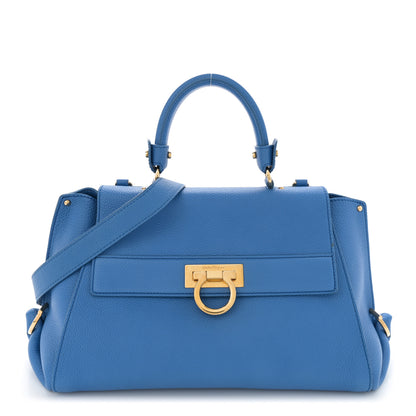 Salvatore Ferragamo Grained Calfskin Sofia Satchel Blue 1 of 14