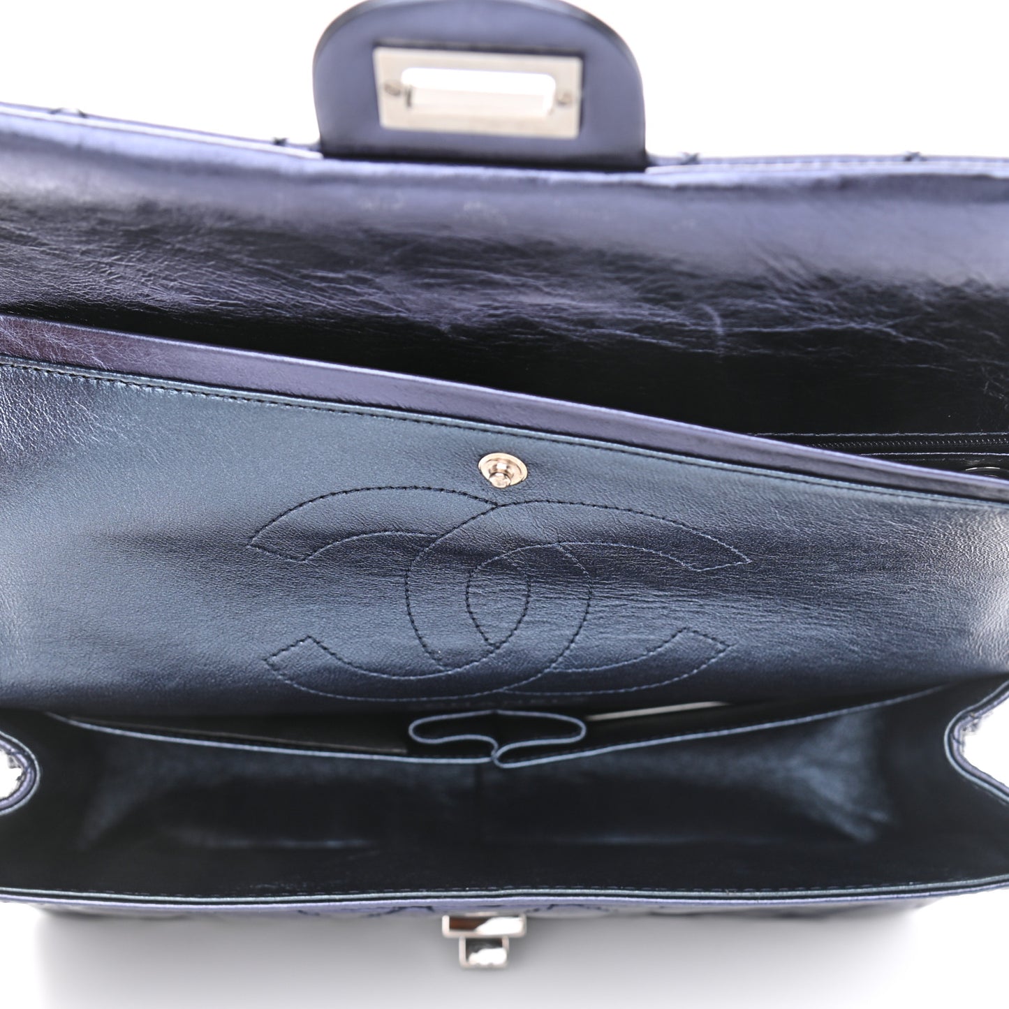 Metallic Calfskin Quilted 2.55 Reissue 226 Flap Marine Fonce
