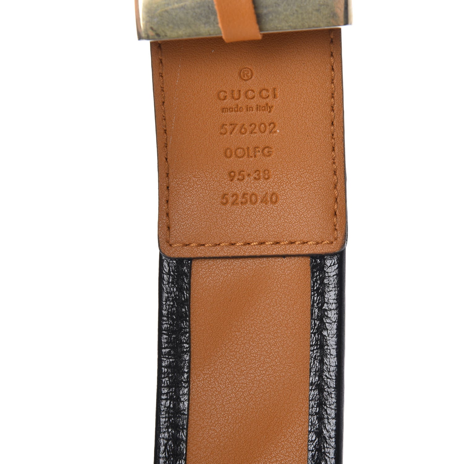 Gucci Azalea Calfskin Matelasse Diagonal Torchon Double G 40mm Belt 95 38 Cognac Black 3 of 3