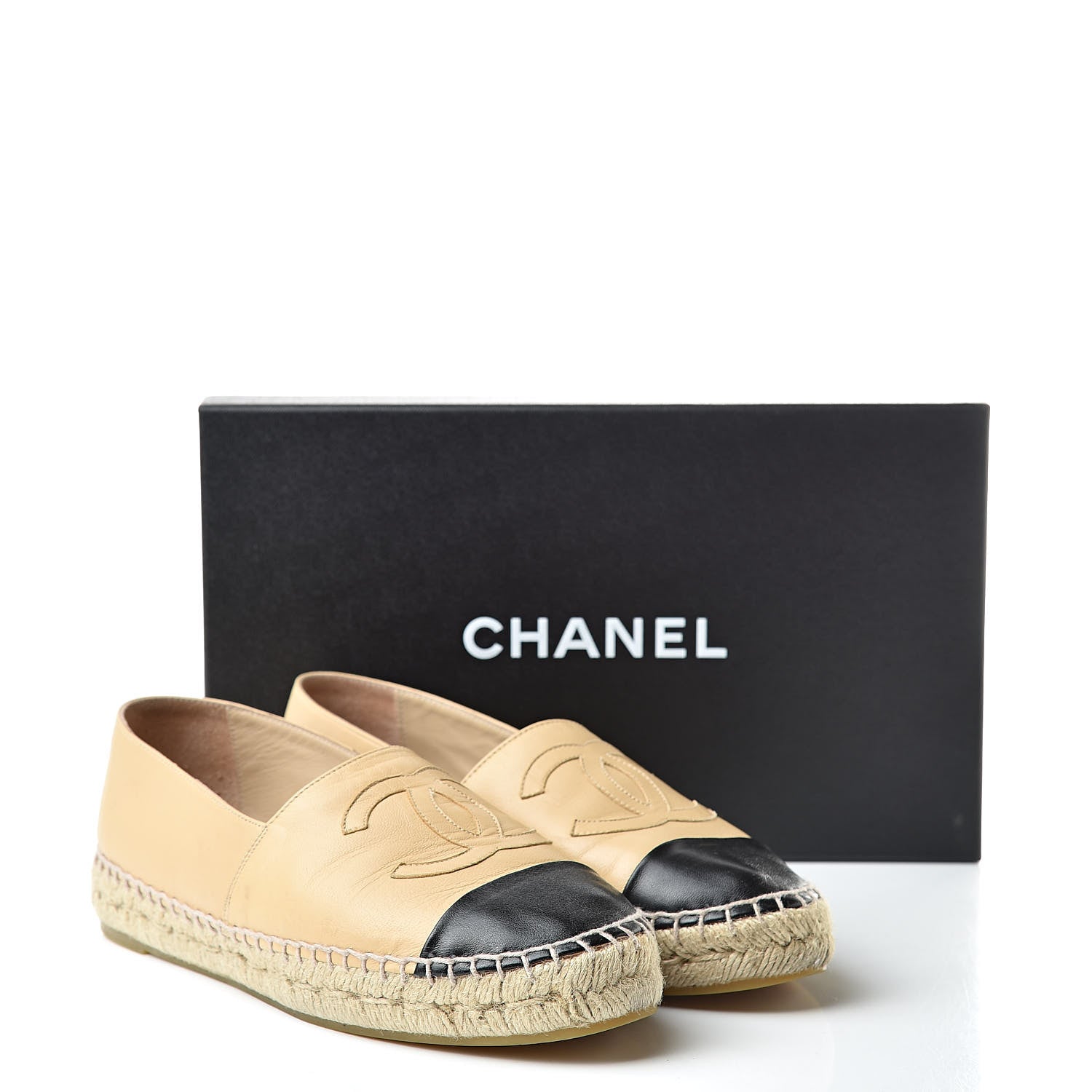 Chanel Lambskin CC Espadrilles 38 Beige Black 12 of 12