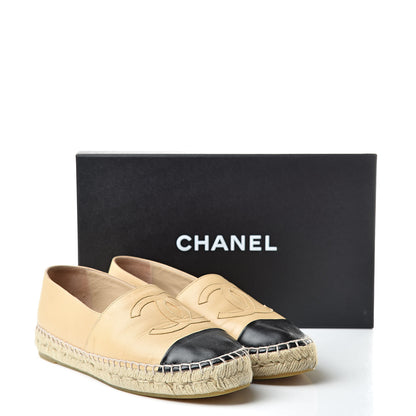 Chanel Lambskin CC Espadrilles 38 Beige Black 12 of 12