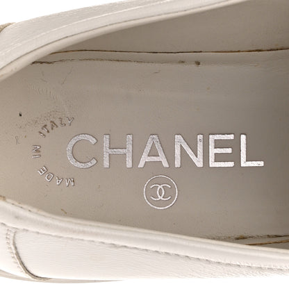 Chanel Shiny Lambskin Quilted CC Turnlock Loafers 40 White 7 of 13