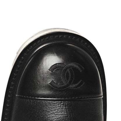 Chanel Shiny Calfskin Quilted Lace Up Combat Boots 39 Black 8 of 9
