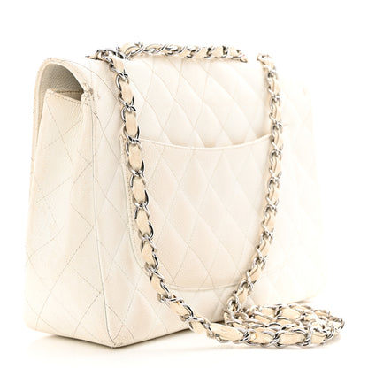 Chanel Caviar Quilted Jumbo Single Flap White 3 of 21