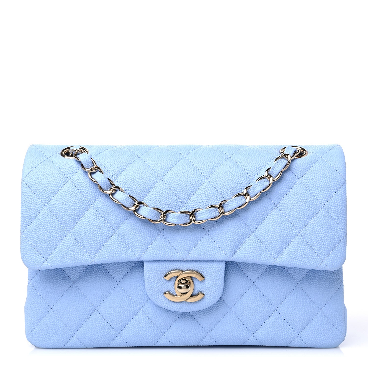 Chanel Caviar Quilted Small Double Flap Light Blue 1 of 8