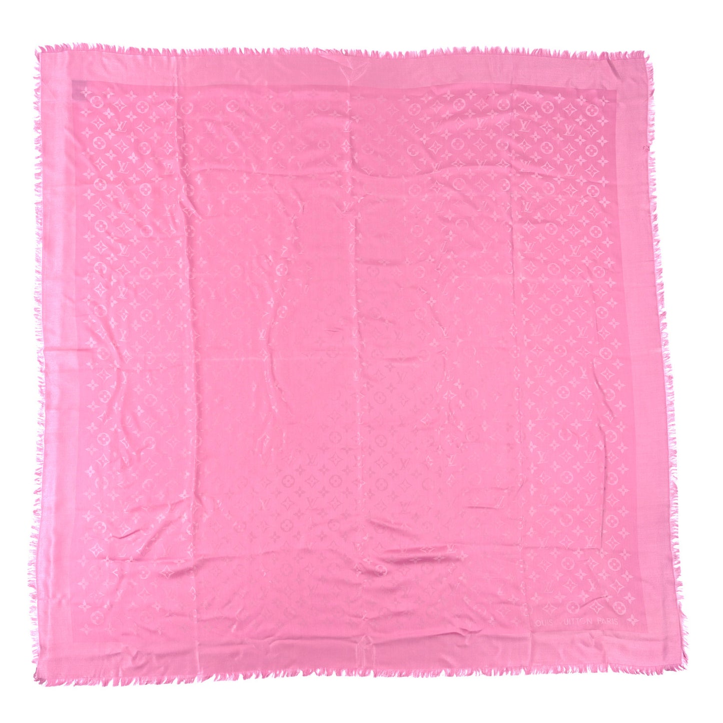 Silk Wool Monogram Shawl Pink