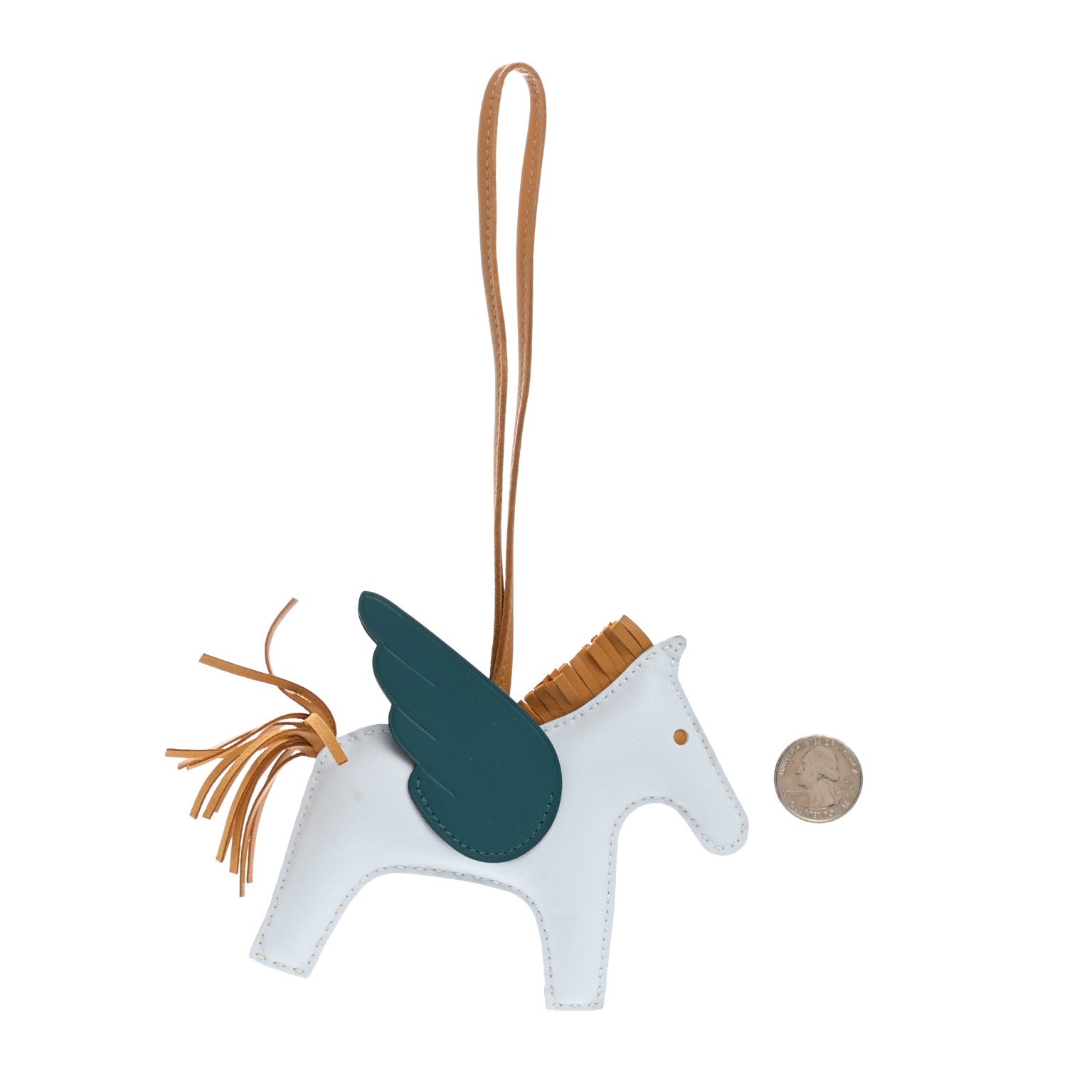 Hermes Milo Lambskin Grigri Rodeo Pegase Horse Bag Charm MM Bleu Brume Sesame Vert Bosphore 2 of 4