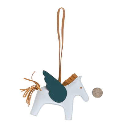 Hermes Milo Lambskin Grigri Rodeo Pegase Horse Bag Charm MM Bleu Brume Sesame Vert Bosphore 2 of 4