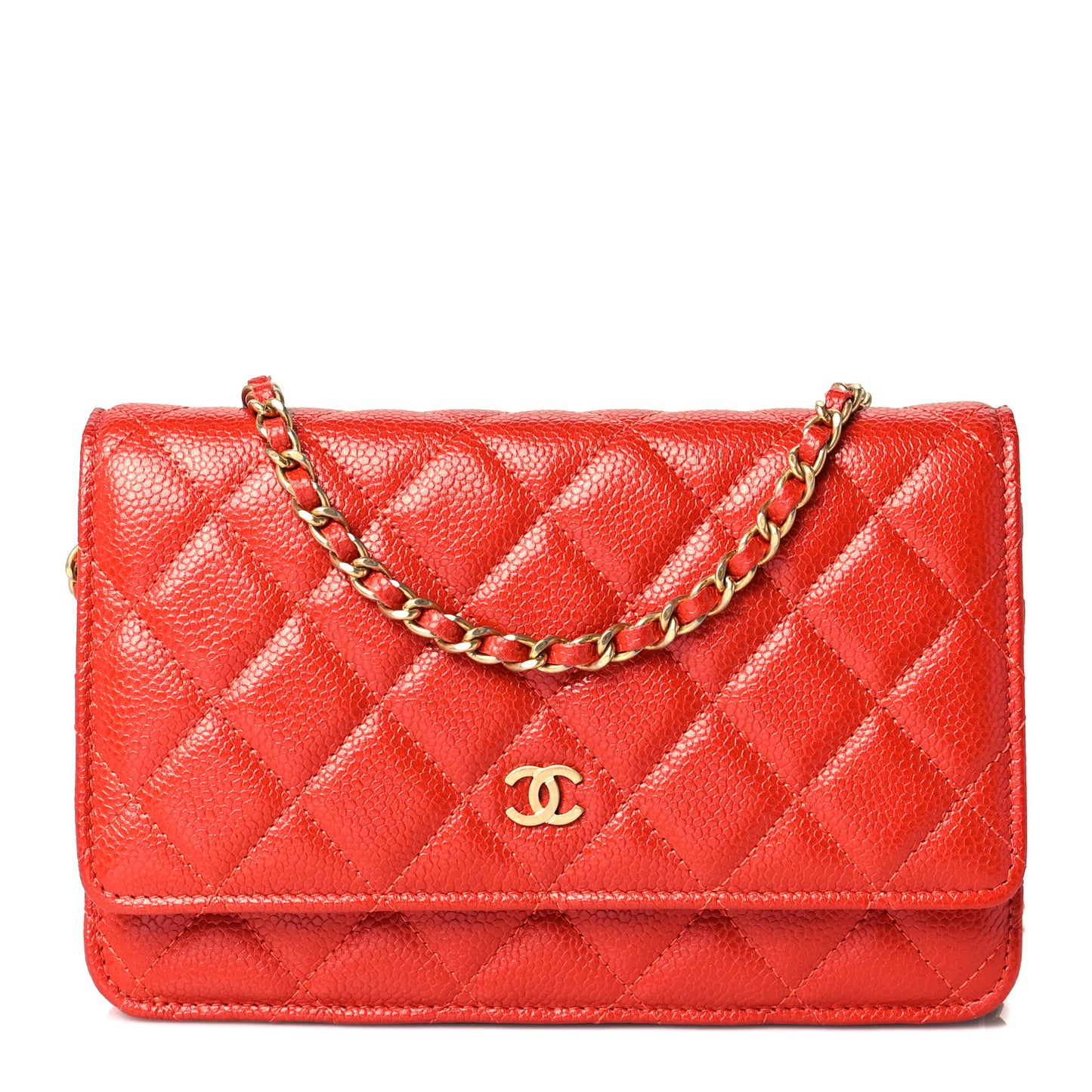 Caviar Quilted Wallet On Chain WOC Orange