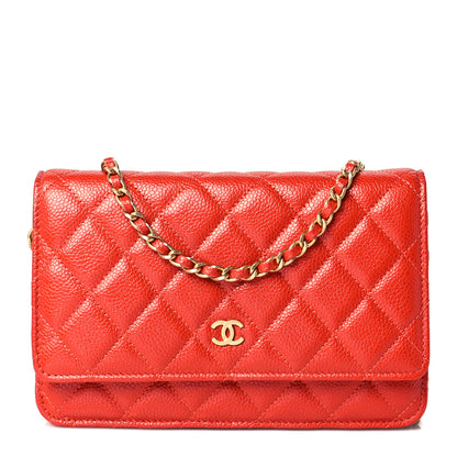 Chanel Caviar Quilted Wallet On Chain WOC Orange 1 of 8