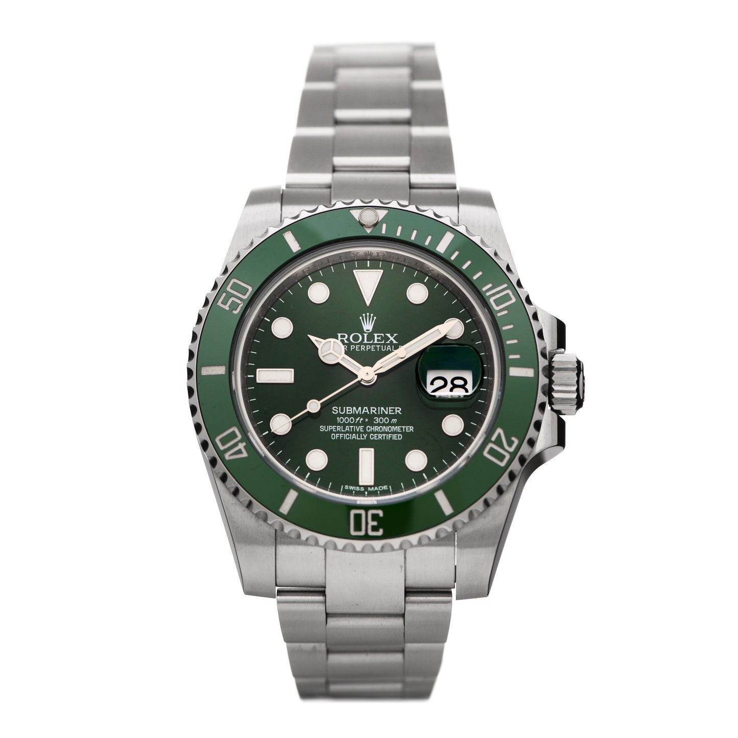Stainless Steel 40mm Oyster Perpetual Submariner Date Hulk Watch Green 116610LV
