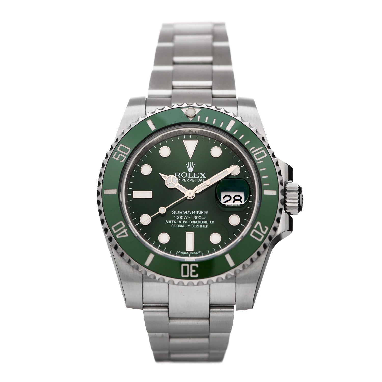 Rolex Stainless Steel 40mm Oyster Perpetual Submariner Date Hulk Watch Green 116610LV 1 of 4