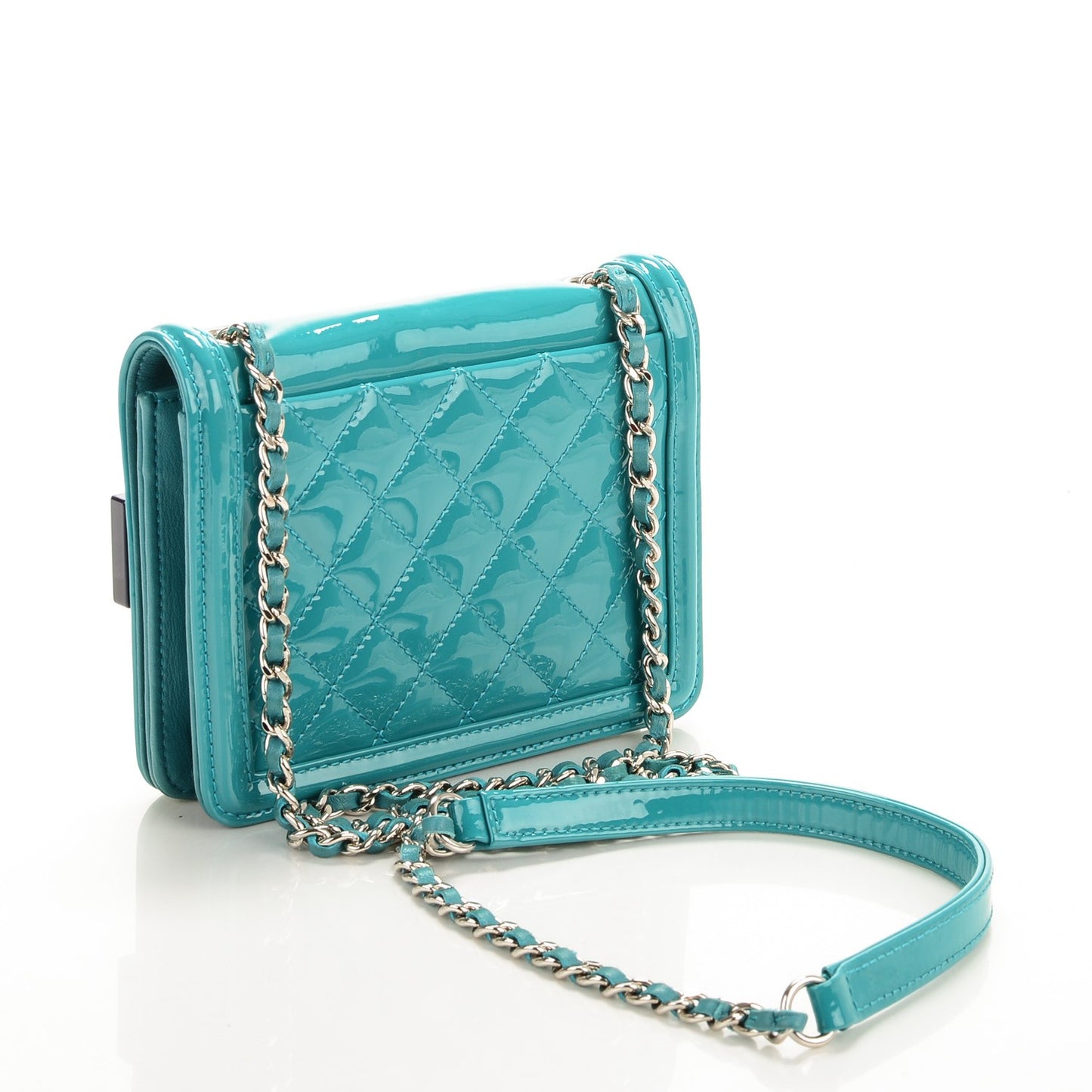 Plexiglass Patent Mini Boy Brick Flap Turquoise Navy