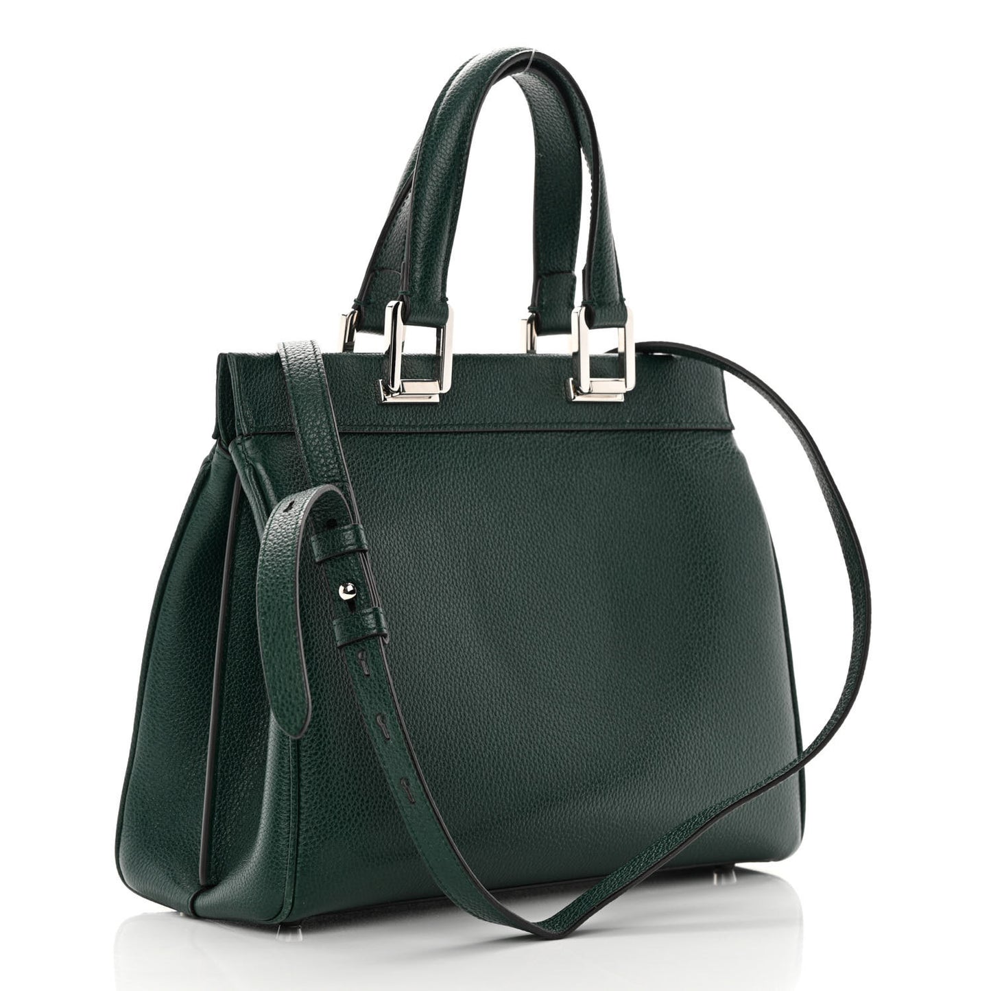 Grainy Calfskin Small Zumi Top Handle Bag Vintage Green