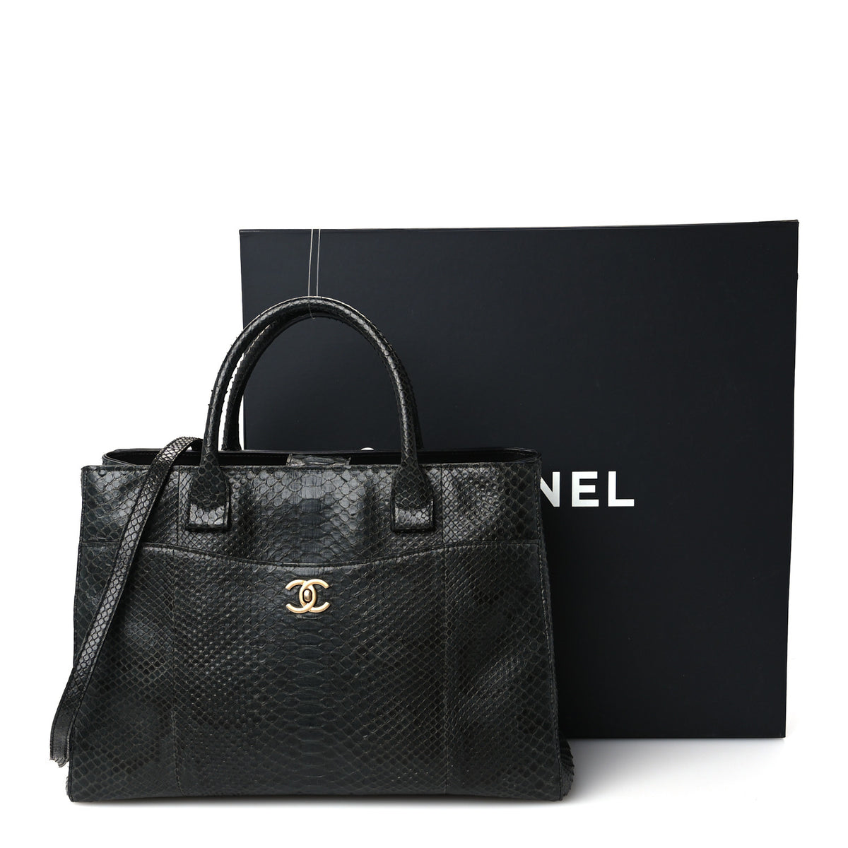 Chanel Snakeskin  Medium Executive Cerf Shopper Tote Black 11 of 11