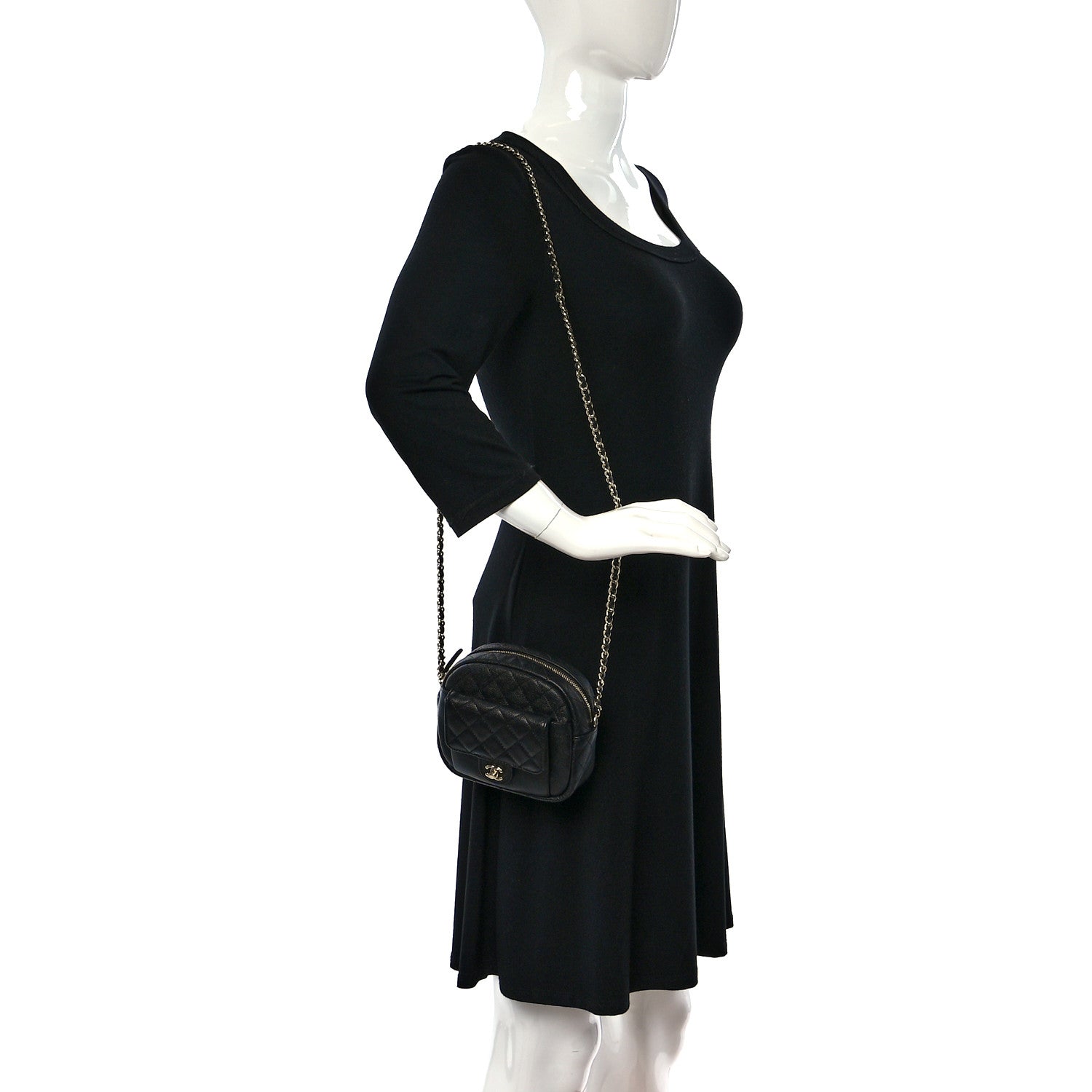 Chanel Caviar Quilted CC Day Camera Case Black 2 of 11