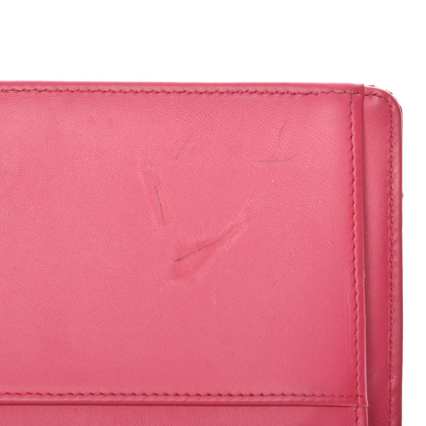 Patent Calfskin Quilted Double Stitch Yen Wallet Pink