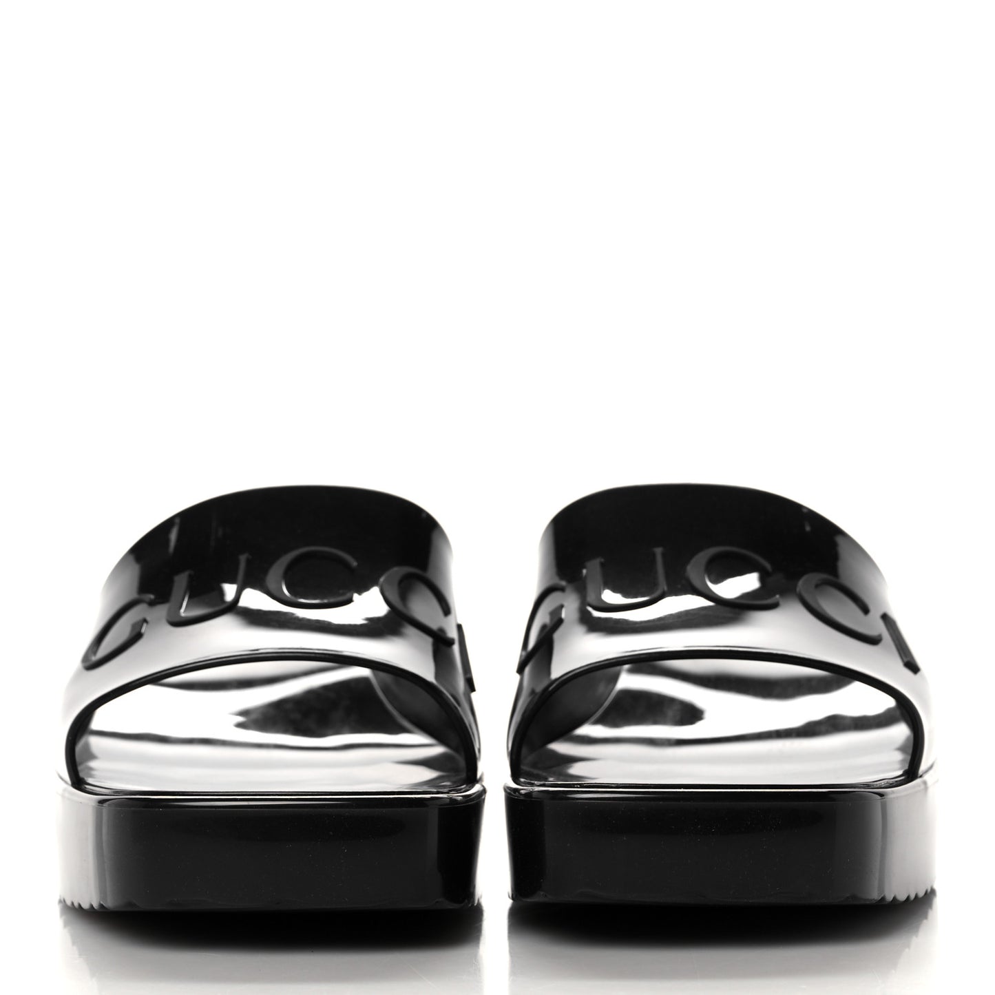 Rubber Gucci Logo Womens Platform 20/60mm Slide Sandals 38 Black