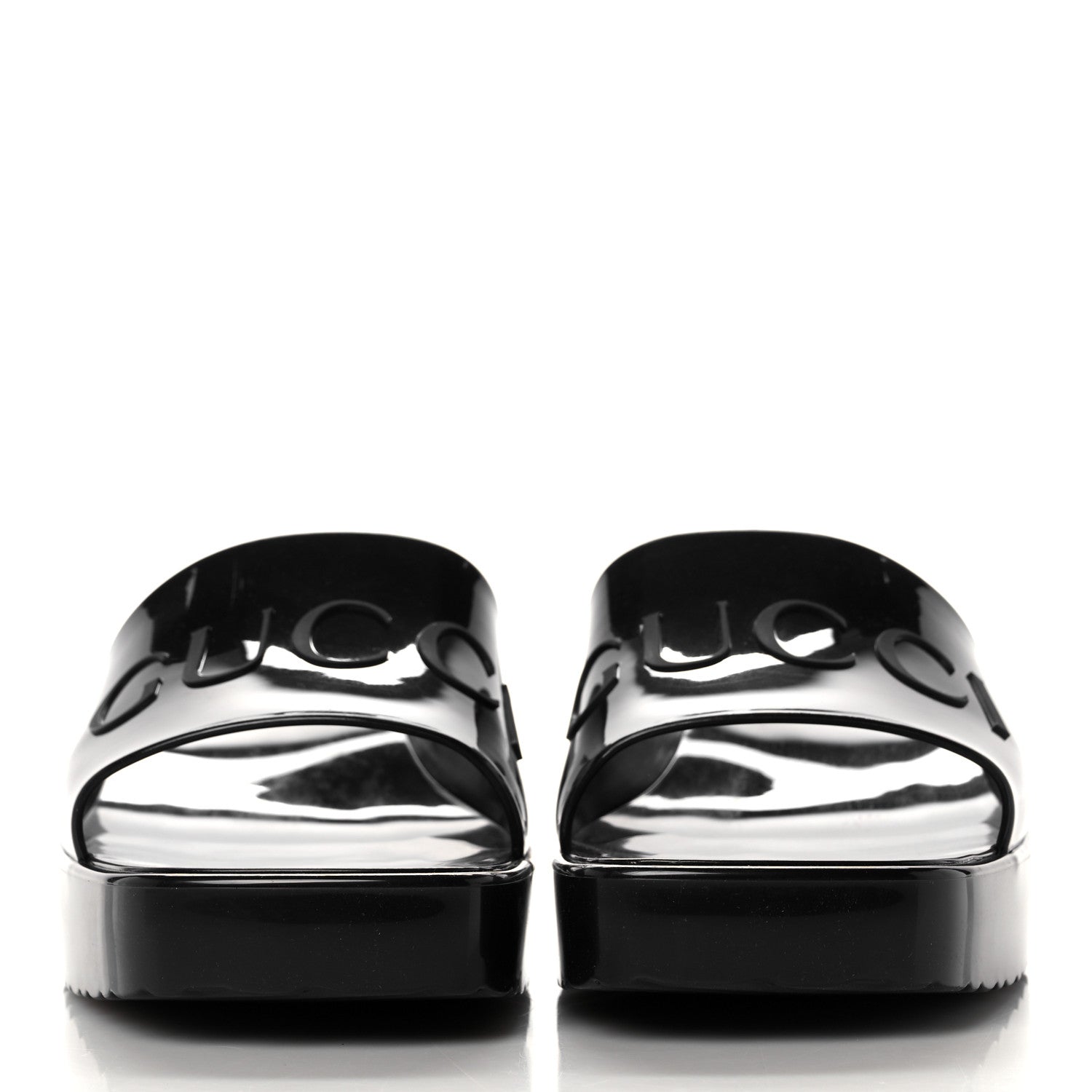 Gucci Rubber Gucci Logo Womens Platform 20/60mm Slide Sandals 38 Black 2 of 9