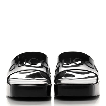 Gucci Rubber Gucci Logo Womens Platform 20/60mm Slide Sandals 38 Black 2 of 9